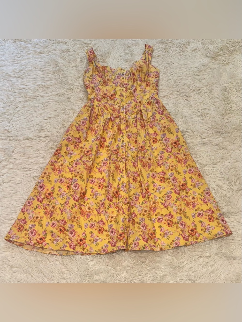 NEW House Of CB Tatiana Butter Yellow Floral Print Midi Sundress Sz XL L+ - Picture 6 of 12
